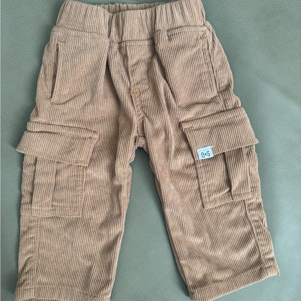Kids Corduroy Cargo Pants in Tan